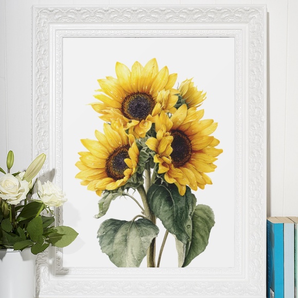 Watercolor Sunflowers Wall Art Print, Unframed - Bright Floral Charm - Picture 7 of 7